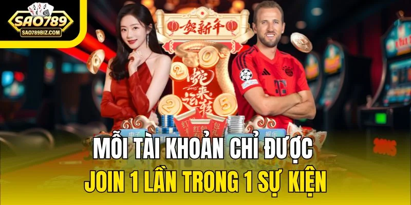 Mỗi tài khoản chỉ được join 1 lần trong 1 sự kiện